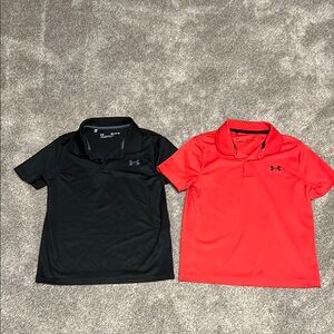 Under Armour Performance Polos Black and Red Moisture-Wicking